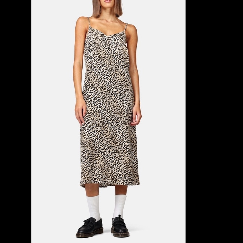 Levi’s Marietta Leopard Whitecap Gray slip dress size XS new